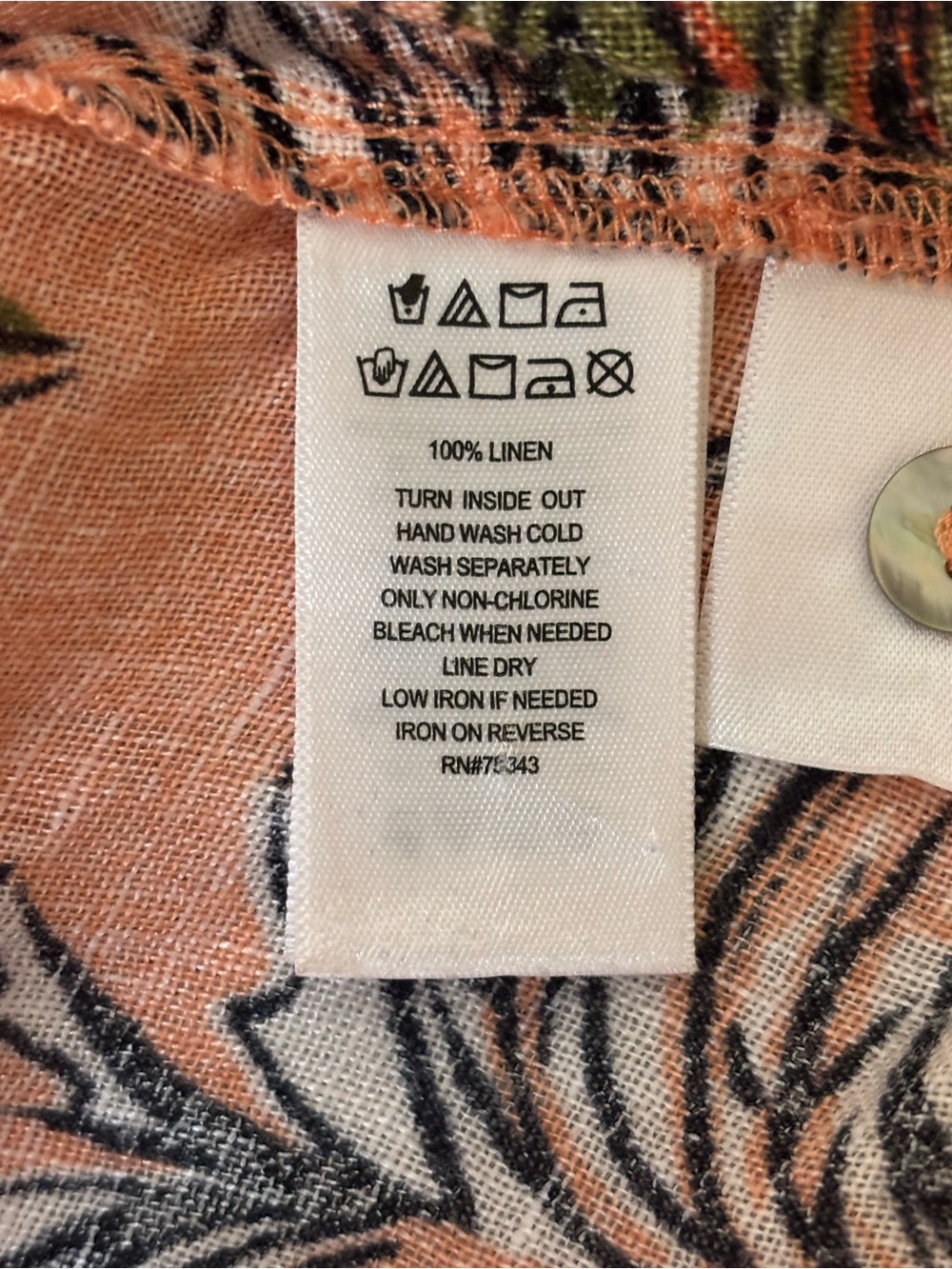 Nicole Miller Linen European Flax Sunset Palm Tree Resort Blouse M Boho Beach - Picture 6 of 10